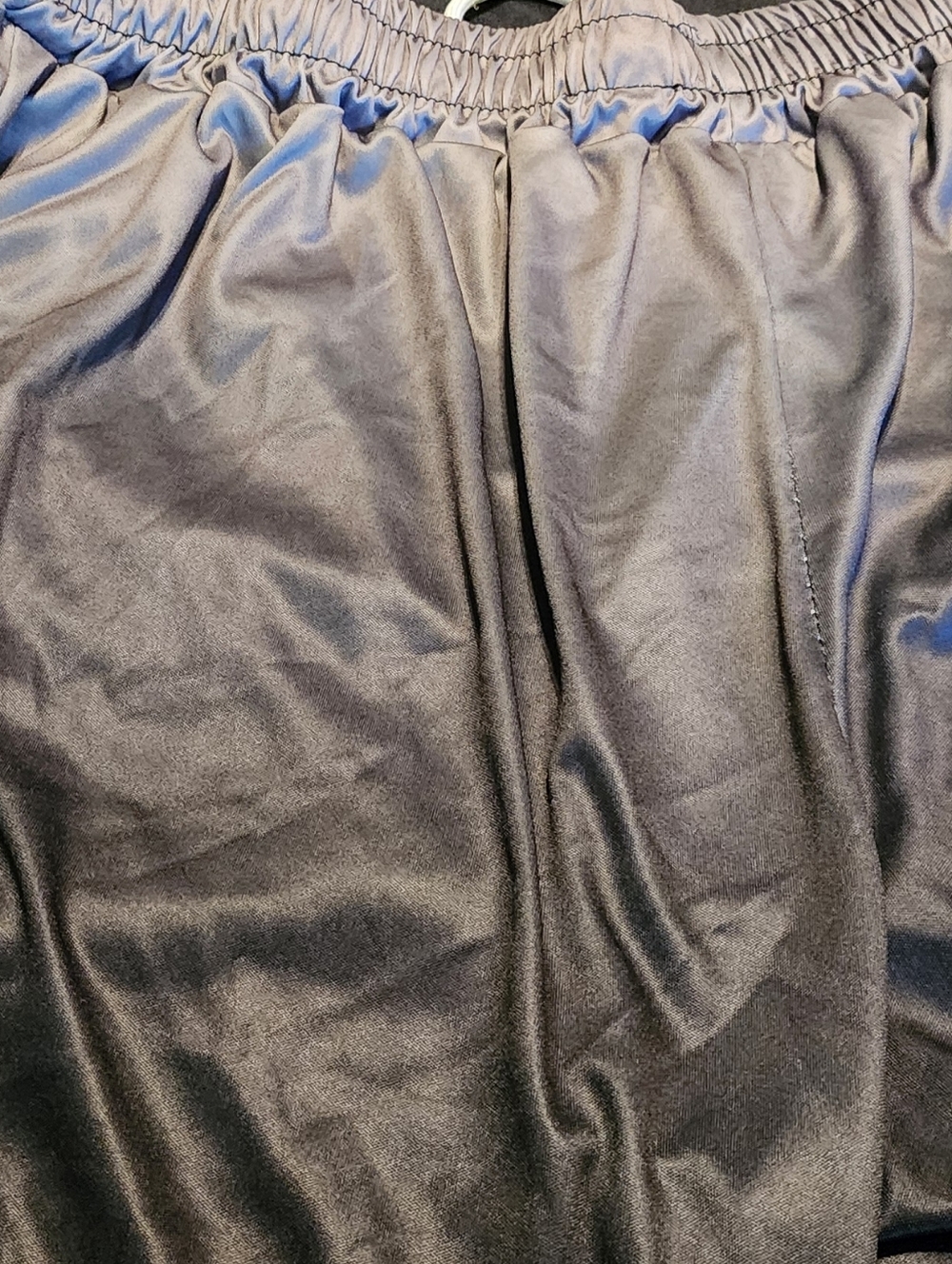 Black Satin Elastic Waist Shorts